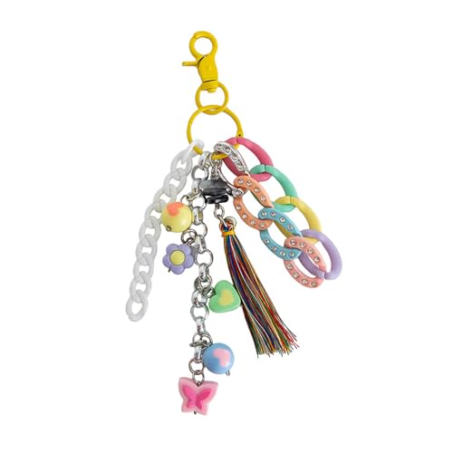 AOSAIXIS Handwerkliche Acrylschlüssel Pendelless Accessoire Eleganter Acryl Schlüsselring Mit Quasten Perlenmodische Schlüsselbeutel Für Geldbeutelbeutel von AOSAIXIS