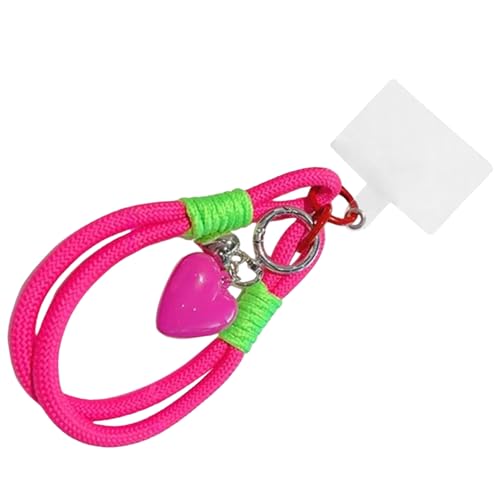 AOSAIXIS Kontrastfarbe Seil Und Herz Telefon Hanging Ornament Handmade Keychain Pendellucker Rucksackschmuck Für Männer Und Frauen von AOSAIXIS