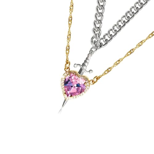 AOSAIXIS Legierung Halskette Mit Strasssteinen Herz Und Schwerter Verstellbarer Kettenlänge Neckchain Stylish Valentinstag Schmuck AOSAIXIS Legierung Halskette Mit Strasssteinen Herz Und Schwerter Verstellbarer Kettenlänge Neckchain Stylish Valentinstag Schmuck von AOSAIXIS