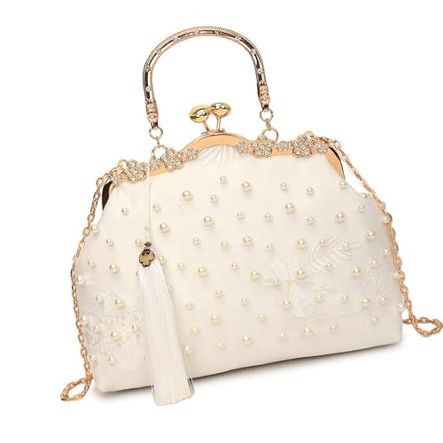 AOSAIXIS Mode Abendtasche Stickerei Blumenschulter Mit Kettenriemenkreuzkörper Für Studenten Und Büroprofi Schwarzer Crossbody von AOSAIXIS