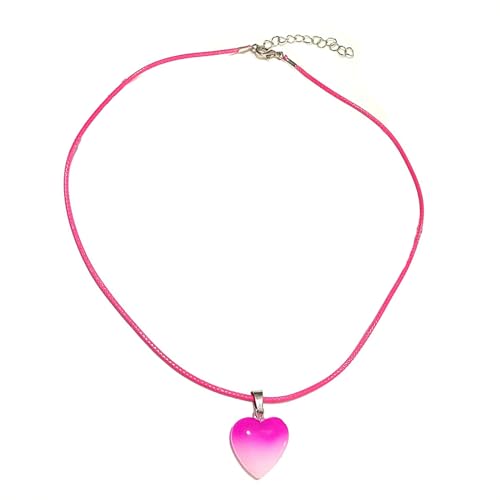 AOSAIXIS Mode Farbenfrohe Gradienten Herz Anhänger Halskette Halskette Einfache Nackenkette Verstellbares Seilschaltketten Kettenparty Schmuck Schmuck von AOSAIXIS