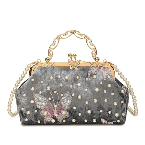 AOSAIXIS Mode Frauenabendtasche Mit Ketten Schultergurt Hochzeitsfeier Accessoire Perlen Detail Crossbody Tasche Luxus Perlen Verschönerte Tasche von AOSAIXIS