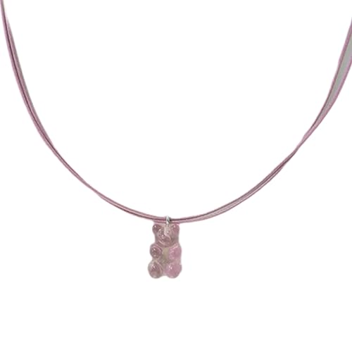 AOSAIXIS Nette Doppelschichtbär Halskette Entzückende Harz Anheitige Halskette Mode Neckschmuck Perfektes Geschenk Für Frauen Und Mädchen von AOSAIXIS