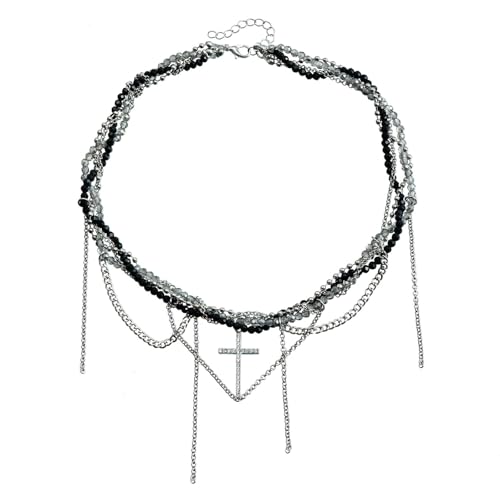 AOSAIXIS Praktische Robuste Glaskristalle Kreuzen Die Halskette Mit Komplizierter Schlangenkette Die Für Moderne Und Stilvolle Outfits Tragbar von AOSAIXIS