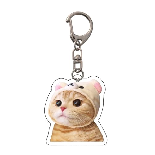 AOSAIXIS Praktischer Katzenausdruck Schlüsselhalter Acrylschlüsselbeutel Anhänger Keyring Für Alle Altersgruppen Frauen Und Mädchen von AOSAIXIS