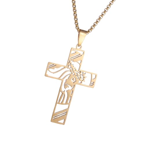 AOSAIXIS Religiöser Kruzifix Anhänger Halskette Einstellbare Länge Neckkette Für Männer Und Frauen Stilvolles Glaubensymbol Schmuckzubehör von AOSAIXIS