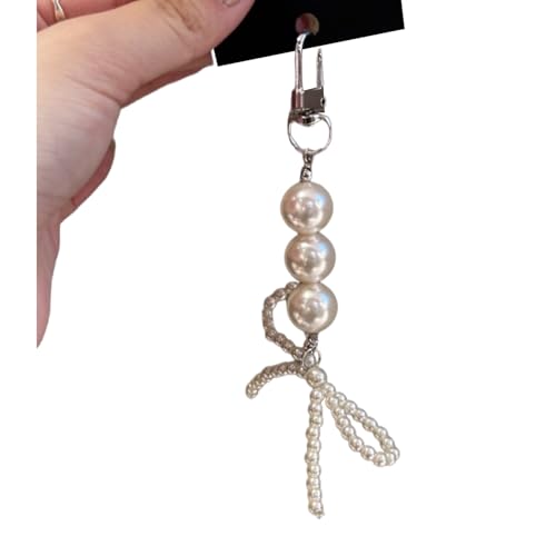 AOSAIXIS Schöner Bowknot Anhänger Perlen Keyring Modebag Accessoire Elegante Beutel Ornament Imitation Perlenmaterial Für Jeden Anlass von AOSAIXIS