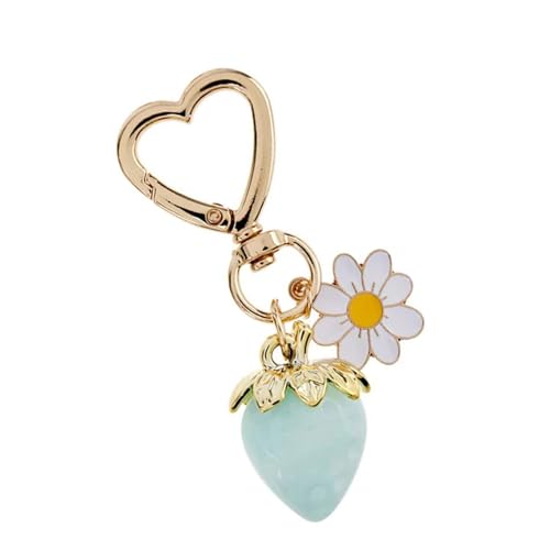 AOSAIXIS Schöner Erdbeer Und Blumenschlüsselhalter Modischer Schlüsselbeutel Anhänger Trendy Accessoire Für Rucksäcke Und Geldbörsen von AOSAIXIS