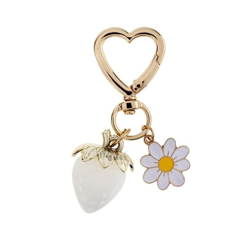 AOSAIXIS Schöner Erdbeer Und Blumenschlüsselhalter Modischer Schlüsselbeutel Anhänger Trendy Accessoire Für Rucksäcke Und Geldbörsen von AOSAIXIS