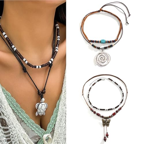 AOSAIXIS Set Von 2PCs Antiker Anhänger Halskette Mode Nackenkette Mit Natürlichen Türkisfarbenen Perlen Und Verstellbaren Ketten Für Frauen AOSAIXIS Set Von 2PCs Antiker Anhänger Halskette Mode Nackenkette Mit Natürlichen Türkisfarbenen Perlen Und Verstellbaren Ketten Für Frauen von AOSAIXIS