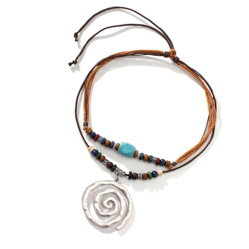 AOSAIXIS Set Von 2PCs Antiker Anhänger Halskette Mode Nackenkette Mit Natürlichen Türkisfarbenen Perlen Und Verstellbaren Ketten Für Frauen AOSAIXIS Set Von 2PCs Antiker Anhänger Halskette Mode Nackenkette Mit Natürlichen Türkisfarbenen Perlen Und Verstellbaren Ketten Für Frauen von AOSAIXIS