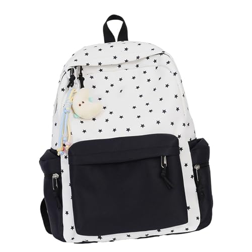 AOSAIXIS Star Print Rucksack Große Kapazität Casual Daypacks Reisenbag Für Schülerschule Ästhetik Für Mädchen Großkapazität School Bag Star Print Casual Rucksack von AOSAIXIS