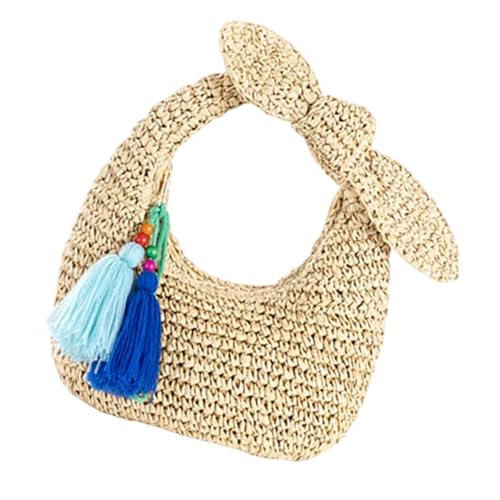 AOSAIXIS Stilvolle Bögen Strohabendtasche Urlaub Handtasche Für Den Abschlussball Für Reisen Und Ungezwungenen Täglichen Gebrauchstrohgeldbörsen Mit Bögen Top von AOSAIXIS