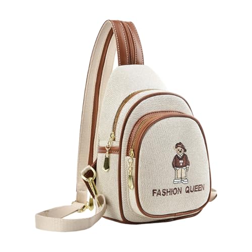 AOSAIXIS Stilvolle Crossbody Geldbörse Mit Gestickten Bären Kunstwerk Multiple Traging Option Chest Tasche Für College Studenten Reisende Niedliche Bärenmuster Brustpackung von AOSAIXIS