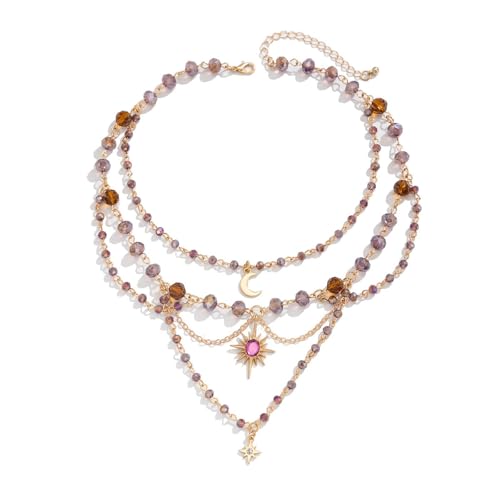 AOSAIXIS Stilvolle Unregelmäßige Mondanhänger Halskette Mit Quasten Verstellbare Länge Choker Multi Layer Neckkette Für Trendige Frauen AOSAIXIS Stilvolle Unregelmäßige Mondanhänger Halskette Mit Quasten Verstellbare Länge Choker Multi Layer Neckkette Für Trendige Frauen von AOSAIXIS