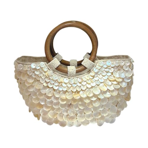 AOSAIXIS Stylish Gewebter Verzierter Strandtasche Mit Holzgriff Modehandtaschen Urlaubstasche Für Reisereisen Oder Nachtausend AOSAIXIS Stylish Gewebter Verzierter Strandtasche Mit Holzgriff Modehandtaschen Urlaubstasche Für Reisereisen Oder Nachtausend von AOSAIXIS