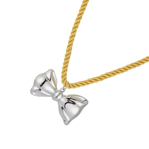 AOSAIXIS Stylish Heart Anhänger Halskette Seil Halskette Bowknot Handgefertigt von AOSAIXIS