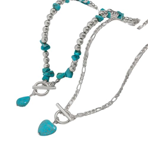AOSAIXIS Stylish Türkis Und Leichtmetall Halskette Set Handgefertigtes Multi Layer Neck Chain Hals AOSAIXIS Stylish Türkis Und Leichtmetall Halskette Set Handgefertigtes Multi Layer Neck Chain Hals von AOSAIXIS