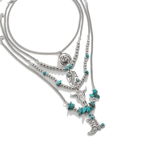 AOSAIXIS Stylish Türkis Und Leichtmetall Halskette Set Handgefertigtes Multi Layer Neck Chain Hals AOSAIXIS Stylish Türkis Und Leichtmetall Halskette Set Handgefertigtes Multi Layer Neck Chain Hals von AOSAIXIS