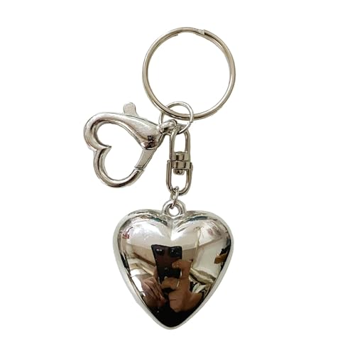 AOSAIXIS Sweet Bowknot Big Heart Anhänger Keyring Mode Silber Farbe Charme Schlüsselbundwagen Keyring Bag Anhänger Handtasche Accessoires von AOSAIXIS