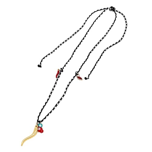 AOSAIXIS Trendy Bunte Baumwollseil Halskette Mit Peppers Devil Eye Charm Für Frauen Robuster Schlüsselblatt Kettenschmuck AOSAIXIS Trendy Bunte Baumwollseil Halskette Mit Peppers Devil Eye Charm Für Frauen Robuster Schlüsselblatt Kettenschmuck von AOSAIXIS