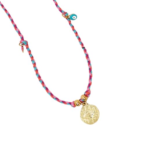 AOSAIXIS Trendy Bunte Baumwollseil Halskette Mit Peppers Devil Eye Charm Für Frauen Robuster Schlüsselblatt Kettenschmuck AOSAIXIS Trendy Bunte Baumwollseil Halskette Mit Peppers Devil Eye Charm Für Frauen Robuster Schlüsselblatt Kettenschmuck von AOSAIXIS