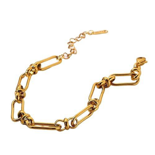 AOSAIXIS Trendy U Förmiger Edelstahlkreuze Schlosskettenarmband Set Tragbares Accessoire Für Frauen In 18 Karat Gold Plated Finish von AOSAIXIS