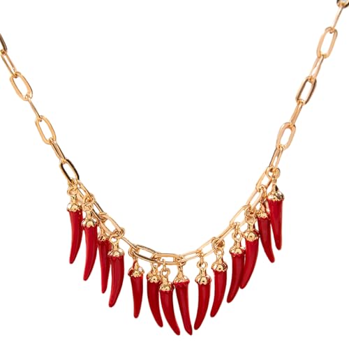 AOSAIXIS Verspielte Paprika Perlen Halskette Zink Legierung Legierung Charme Neckchain Verstellbare Länge Chokerzubehör Für Trendsetting Damen AOSAIXIS Verspielte Paprika Perlen Halskette Zink Legierung Legierung Charme Neckchain Verstellbare Länge Chokerzubehör Für Trendsetting Damen von AOSAIXIS