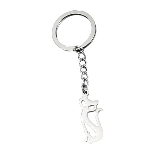 AOSAIXIS Verspieltes Schönes Kätzchen Mit Elegantem Charme Edelstahlschlüsselring Anhänger Zubehör Tragbar Für Die Personalisierte Verwendung von AOSAIXIS
