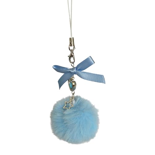 AOSAIXIS Weiche Plüschflusenkugelschlüsselkäse Handgefertigtes Sternstern Bowknot Keyrings Anhänger Vielseitiges Telefonzubehör von AOSAIXIS