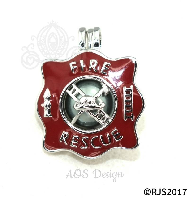 Feuerwehr Emblem Perle Käfig Charm Anhänger Halskette - Feuerwehrmann Geschenke von AOSDESIGN
