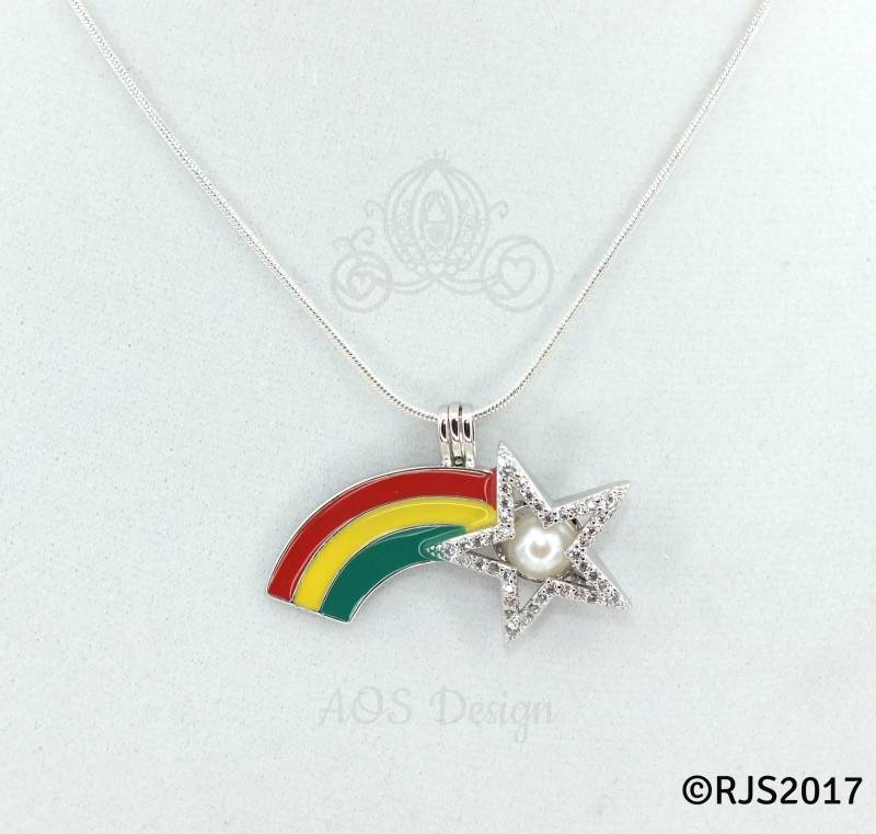 Regenbogen Brite Perle Käfig Anhänger Halskette, Statement Schmuck von AOSDESIGN