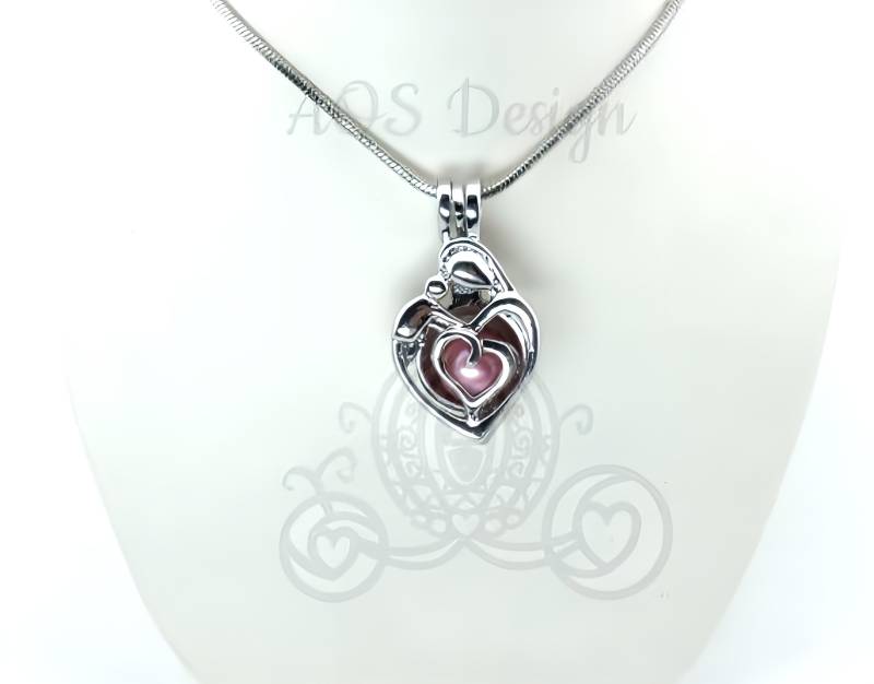 Silber Muttertag Charm Perle Käfig Halskette von AOSDESIGN