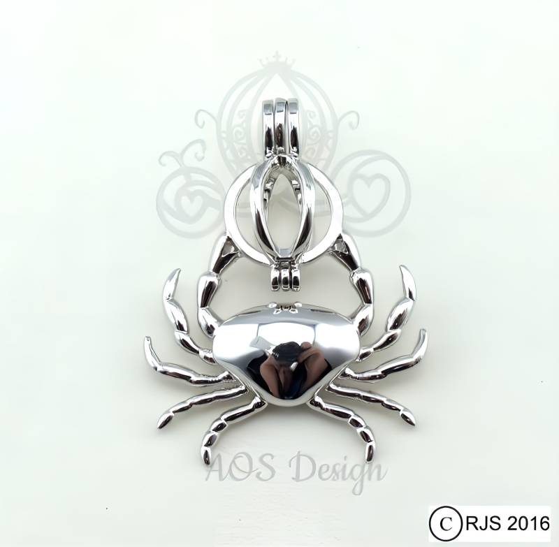 Sterling Silber Krebs Krabbe Sternzeichen Perle Käfig Halskette - Ocean von AOSDESIGN