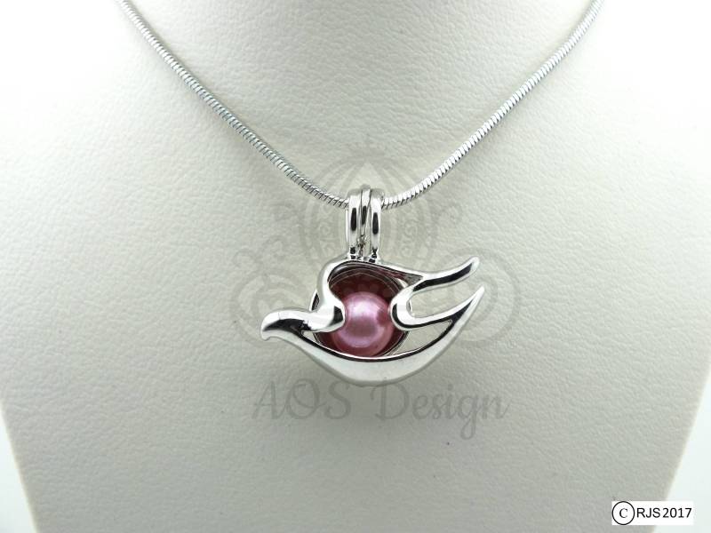 Taube Perle Käfig Anhänger Halskette - Christlicher Religiöser Schmuck Für Weihnachten, Taufe, Patengeschenk von AOSDESIGN