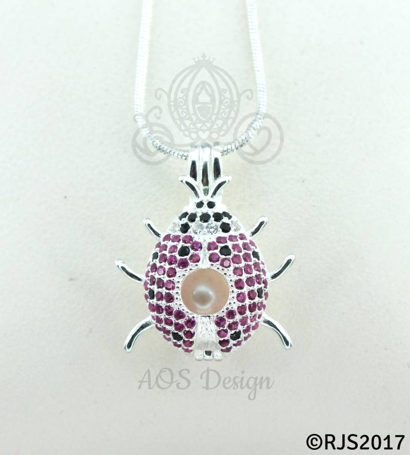 sterling Silber Handgemachte Marienkäfer Halskette Perle Käfig Charme - Geschenke Für Sie von AOSDESIGN