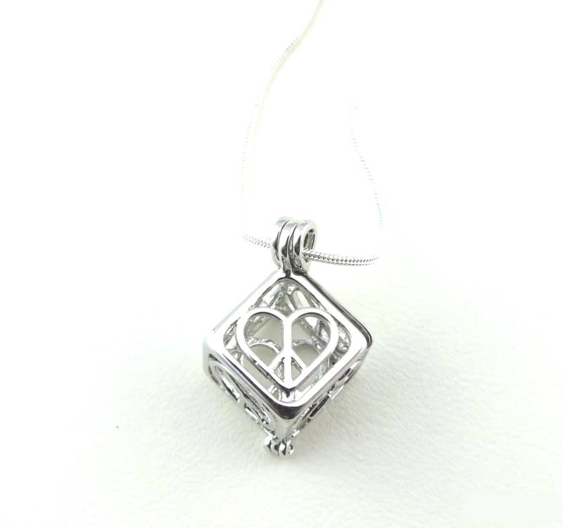 sterling Silber Peace Symbol Perlenkäfig Mit Herzbox von AOSDESIGN
