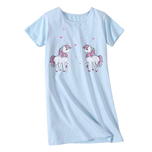 AOSKERA Mädchen Nachthemden Einhorn Kitty Meerjungfrau Nachtwäsche Baumwolle Pyjama 5-6 Jahre von AOSKERA