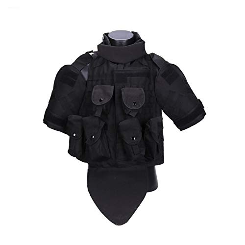 AOSUAI Taktische Weste Taktische Weste Camouflage Body Armor Kampfweste Mit Beutel/Pad Airsoft Militär Sturmtellerhalter Kleidung Outdoor (Color : Black, Size : One Size) von AOSUAI