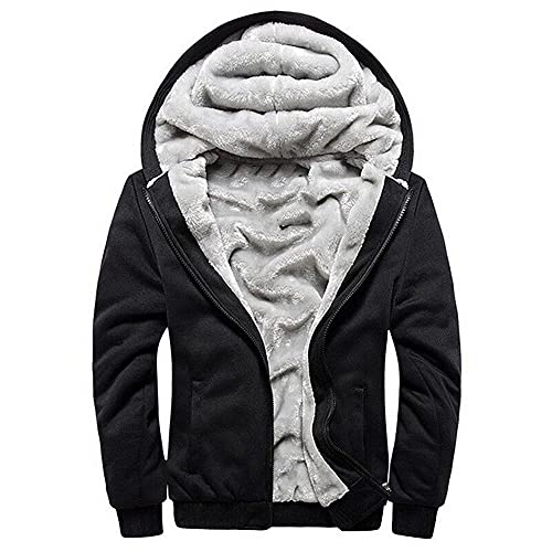 AOTORR Herren Hoodies Full Zip Fleece Jacke Mantel Winter Warm Oversized Zip Up Kapuzenoberteil mit Taschen, Schwarz , XL von AOTORR