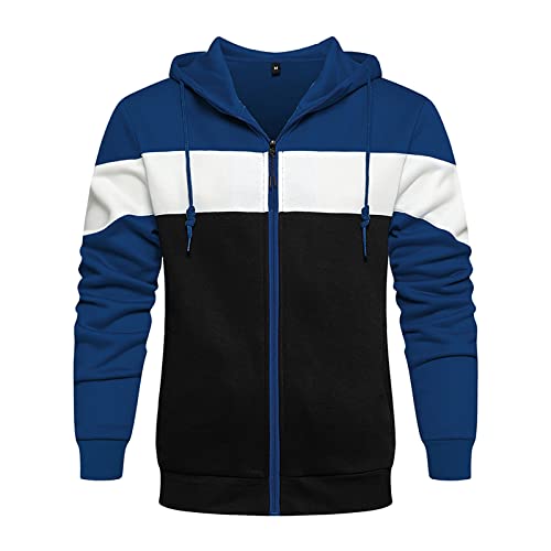 AOTORR Herren Hoodies Full Zip Up Kapuzen-Sweatshirt Casual Langarm Hoody mit Taschen, blau, XXL von AOTORR