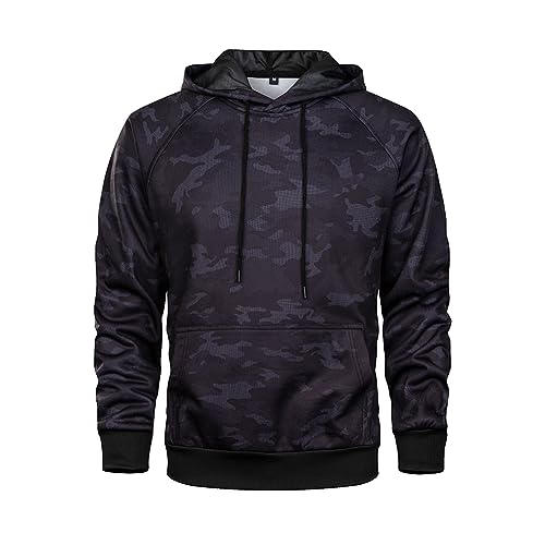 AOTORR Herren Hoodies Pullover Camo Kapuzen-Sweatshirt Patchwork Top Langarm Hoody Casual Tops mit Taschen, camouflage, XL von AOTORR