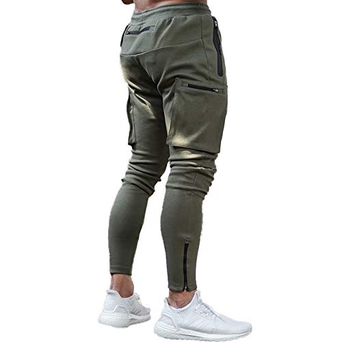 Aotorr Herren-Trainingshose, Sporthose, Jogginghose, Freizeit-Sweatpants mit Reißverschlusstaschen - - Mittel von AOTORR