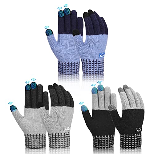 Handschuhe Kinder Winter Fahrradhandschuhe Touchscreen - Warm Winterhandschuhe Thermo Fahrrad Kinderhandschuhe Fleece Touch Finger Strickhandschuhe Schwarz für 6-8 Jahre Jungen Mädch Sport Outdoor von AOTOW