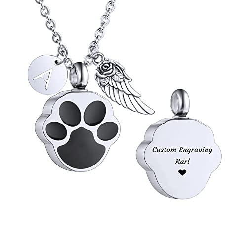 AOTXOXTOA Edelstahl Asche Urne Anhänger personalisierte Bild Halskette benutzerdefinierte Foto für Hund Katze Haustier Gedenkbild Keepsake Trichter Fill Kit von AOTXOXTOA