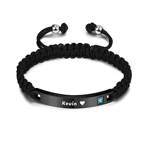 AOTXOXTOA Personalisierte Armband Namensschild Graviert für Frauen Männer Mädchen Jungen Paare Liebhaber Fußkettchen Einstellbare Handmade Schmuck Geflochtene Seil Edelstahl Tag von AOTXOXTOA