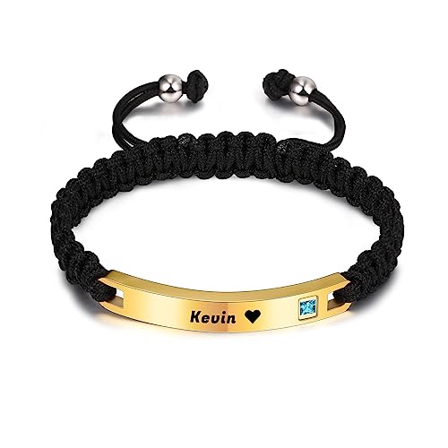 AOTXOXTOA Personalisierte Armband Namensschild Graviert für Frauen Männer Mädchen Jungen Paare Liebhaber Fußkettchen Einstellbare Handmade Schmuck Geflochtene Seil Edelstahl Tag von AOTXOXTOA