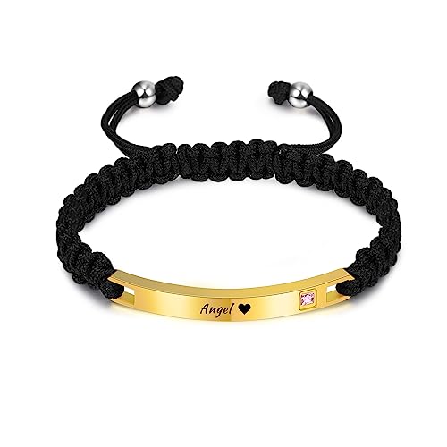 AOTXOXTOA Personalisierte Armband Namensschild Graviert für Frauen Männer Mädchen Jungen Paare Liebhaber Fußkettchen Einstellbare Handmade Schmuck Geflochtene Seil Edelstahl Tag von AOTXOXTOA