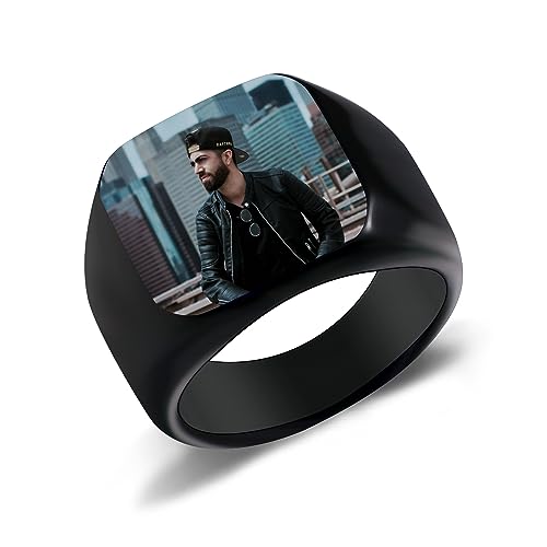 AOTXOXTOA Personalisierte Edelstahl Siegelring Farbe Bild Gravur Schwarz-Weiß-Foto für Männer Frauen Junge Mädchen Bester Freund Memorial Geschenk Band mit Ring Größe Adjusters von AOTXOXTOA