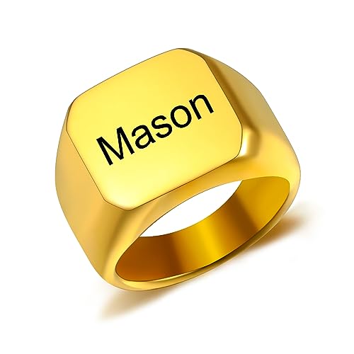 AOTXOXTOA Personalisierte Initiale Monogramm Signet Ring Brief Gravur Name für Männer Frauen Junge Mädchen Edelstahl Schmuck Memorial Band Jahrestag Geschenk mit Größe Adjusters von AOTXOXTOA